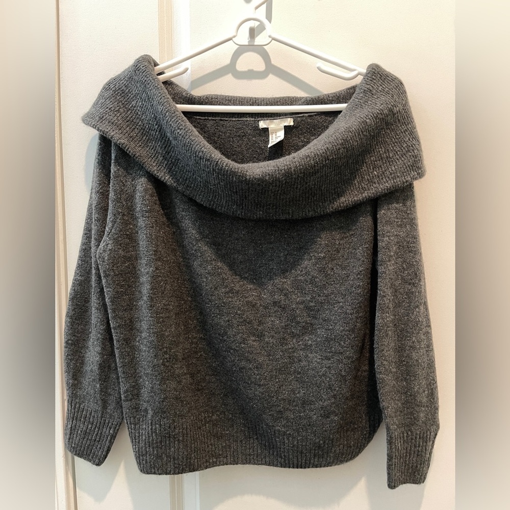 Gray Off-Shoulder Women Sweater
